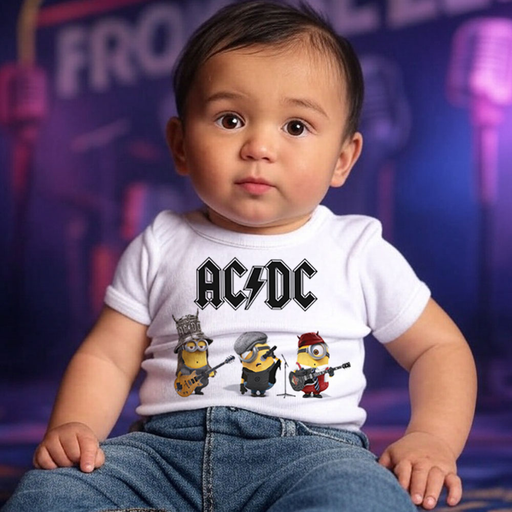Camiseta Infantil Rock  ACDC Minions - Branca — foto 3