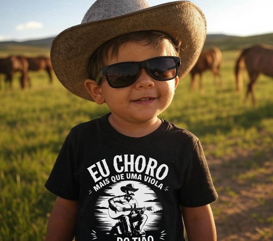 Camiseta Infantil sertanejo Choro mais que a viola do Tiao Carreiro — foto 2